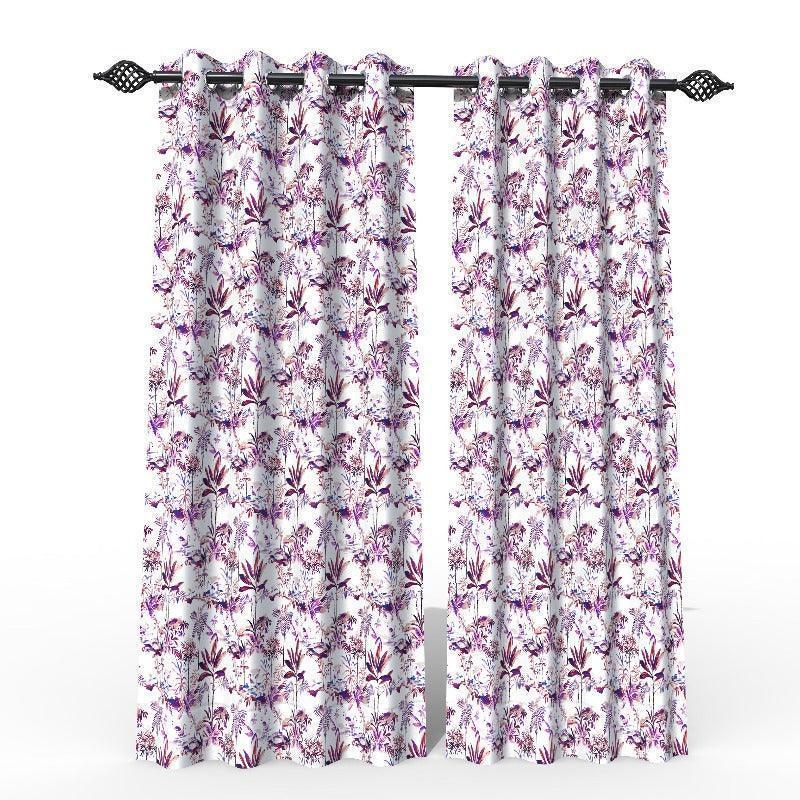 Fabrahome Light Filtering 10 Ft Rectangular Holland Fabric Curtain ( Purple ) - Wooden Twist UAE