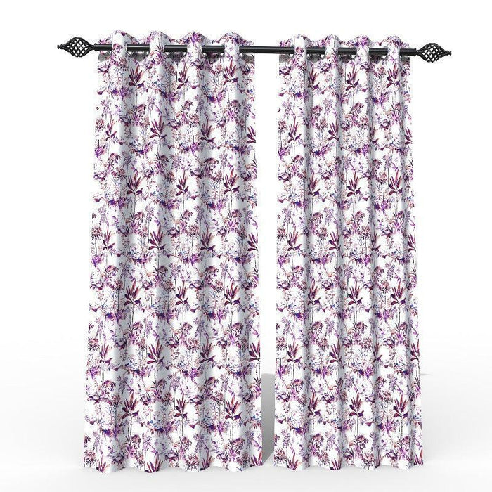 Fabrahome Light Filtering 10 Ft Rectangular Holland Fabric Curtain ( Purple )