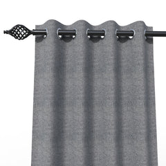 Fabrahome Light Filtering 10 Ft Rectangular Jute Fabric Curtain ( Dark Grey ) - Wooden Twist UAE