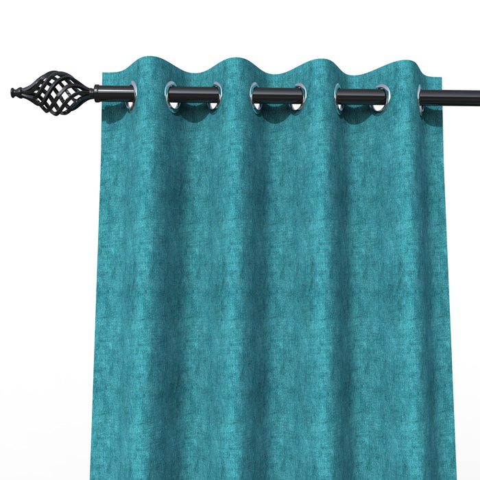 Fabrahome Light Filtering 10 Ft Rectangular Jute Fabric Curtain ( Blue )