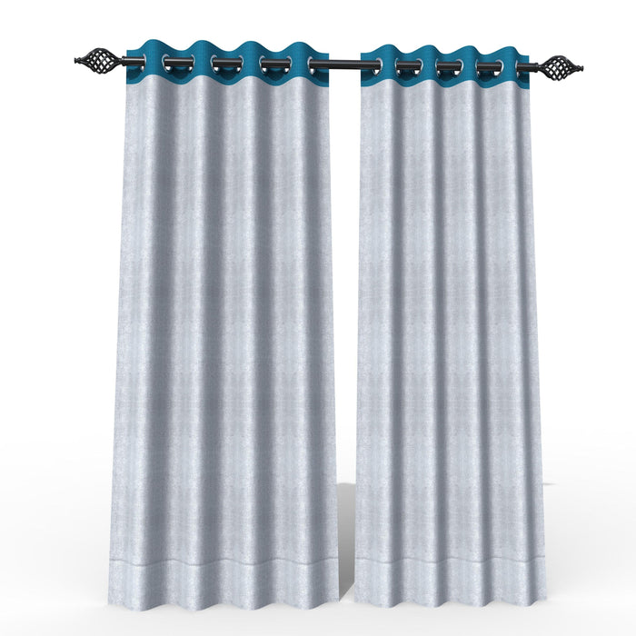 Fabrahome Light Filtering 10 Ft Rectangular Jute Fabric Curtain ( Grey & Blue )