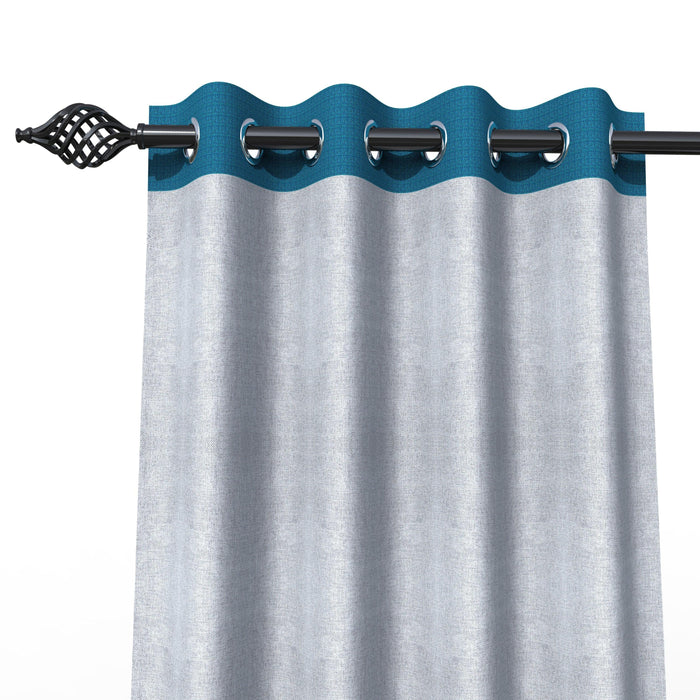Fabrahome Light Filtering 10 Ft Rectangular Jute Fabric Curtain ( Grey & Blue )