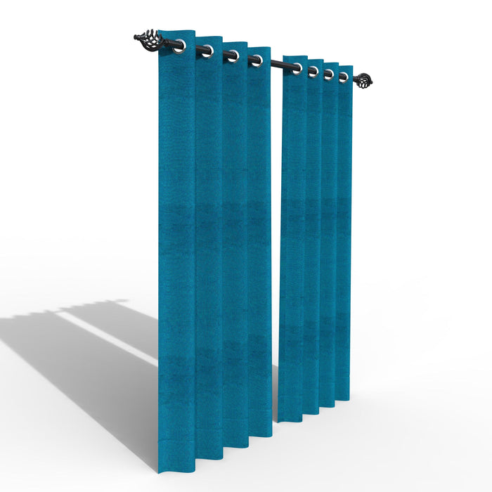 Fabrahome Light Filtering 7 Ft Rectangular Jute Fabric Curtain ( Blue )
