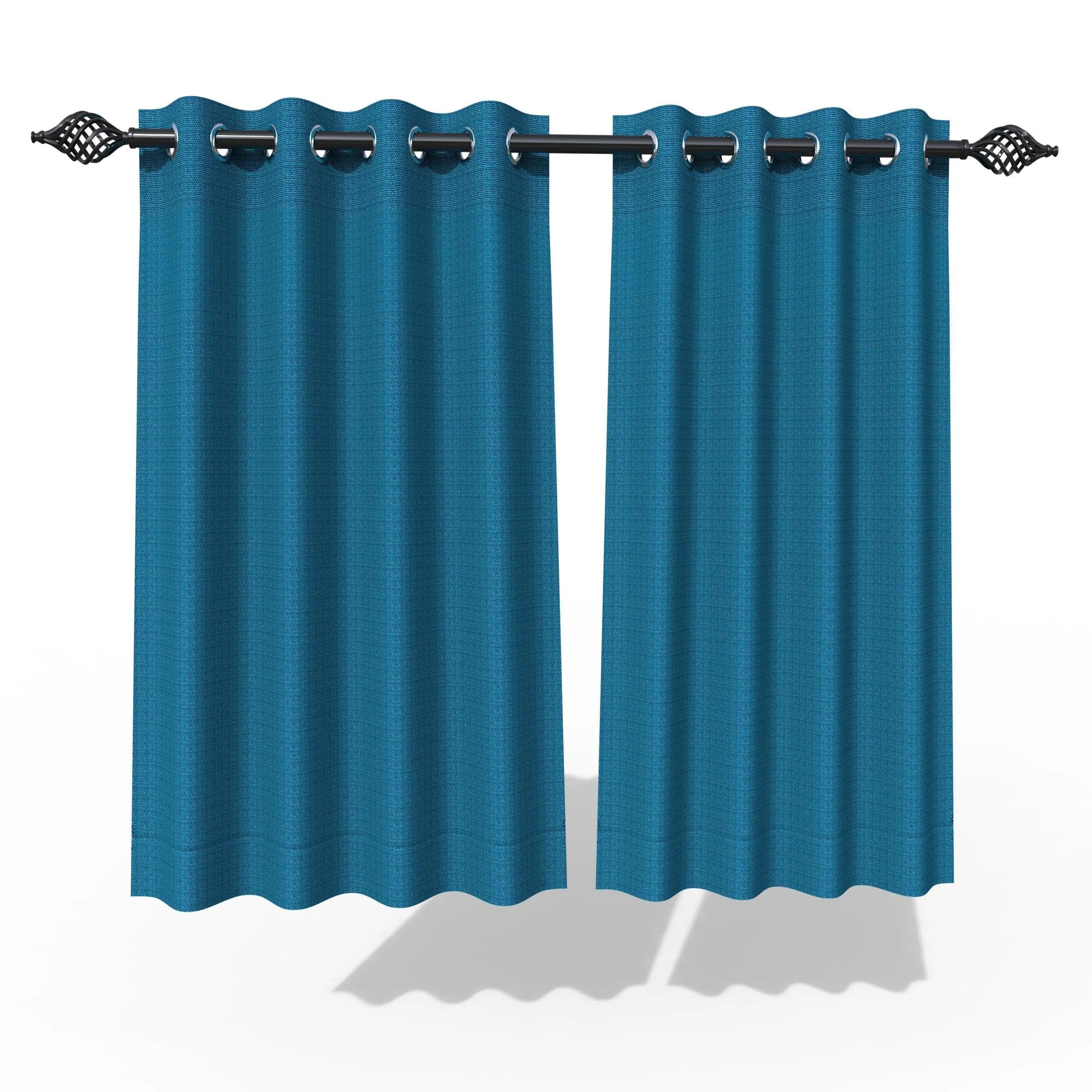 Fabrahome Light Filtering 4.5 Ft Jute Fabric Window Curtain ( Blue ) - Wooden Twist UAE