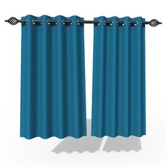 Fabrahome Light Filtering 4.5 Ft Jute Fabric Window Curtain ( Blue ) - Wooden Twist UAE