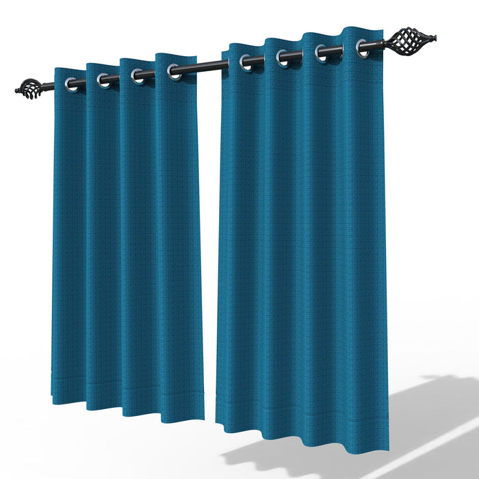 Fabrahome Light Filtering 4.5 Ft Jute Fabric Window Curtain ( Blue )