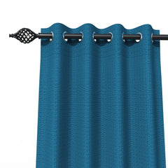 Fabrahome Light Filtering 4.5 Ft Jute Fabric Window Curtain ( Blue ) - Wooden Twist UAE