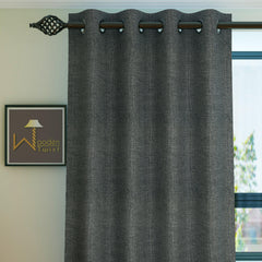 Fabrahome Light Filtering 10 Ft Rectangular Jute Fabric Curtain ( Dark Grey ) - Wooden Twist UAE