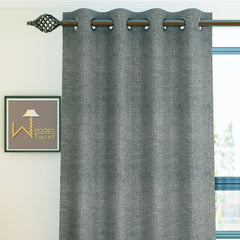 Fabrahome Light Filtering 4.5 Ft Jute Fabric Window Curtain ( Dark Grey ) - Wooden Twist UAE