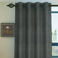 Fabrahome Light Filtering 7 Ft Rectangular Jute Fabric Curtain ( Dark Grey ) - Wooden Twist UAE