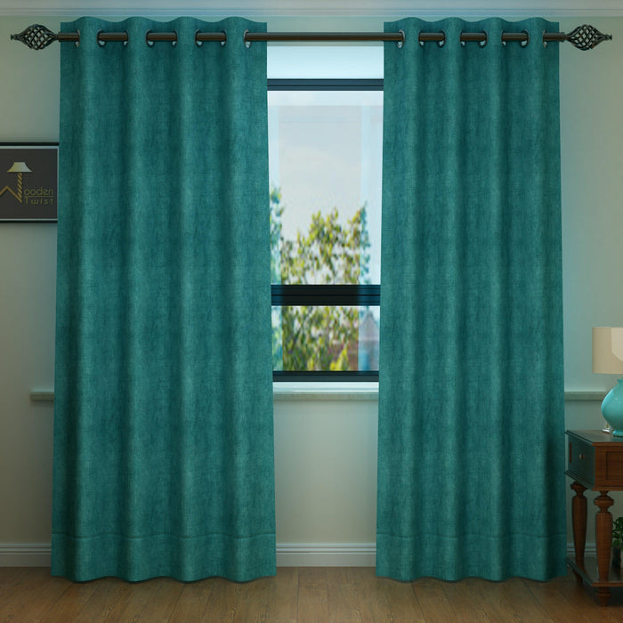 Fabrahome Light Filtering 10 Ft Rectangular Suede Fabric Curtain ( Green )