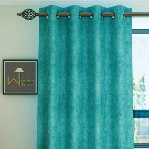 Fabrahome Light Filtering 4.5 Ft Suede Fabric Window Curtain ( Green ) - Wooden Twist UAE