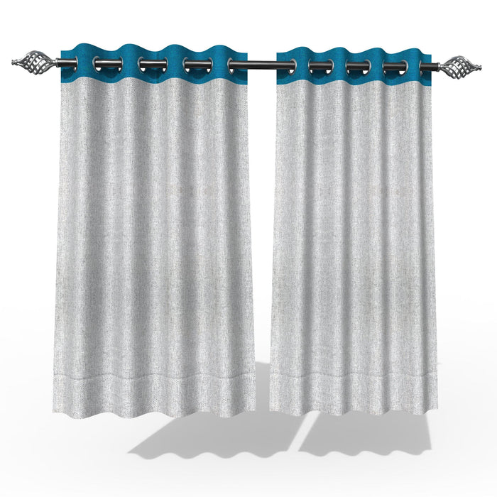 Fabrahome Light Filtering 4.5 Ft Jute Fabric Window Curtain ( Grey & Blue )