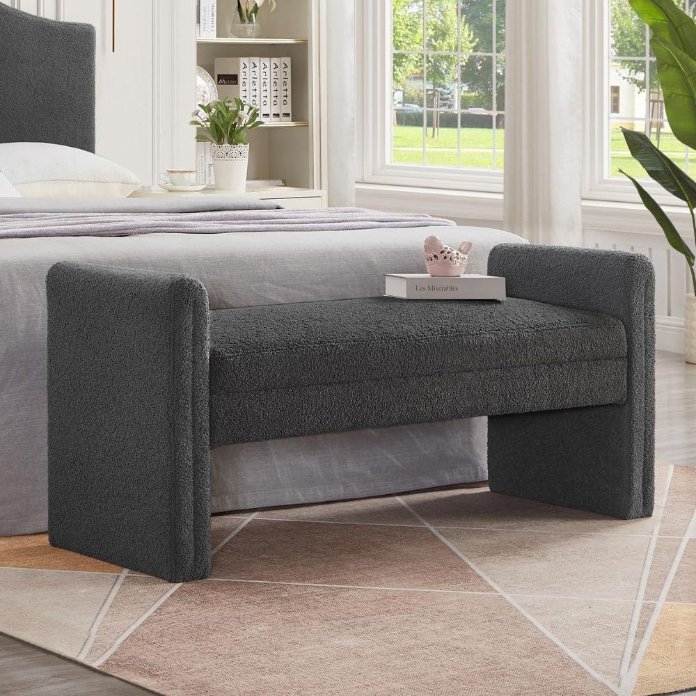 Dark Grey Ottoman Bench