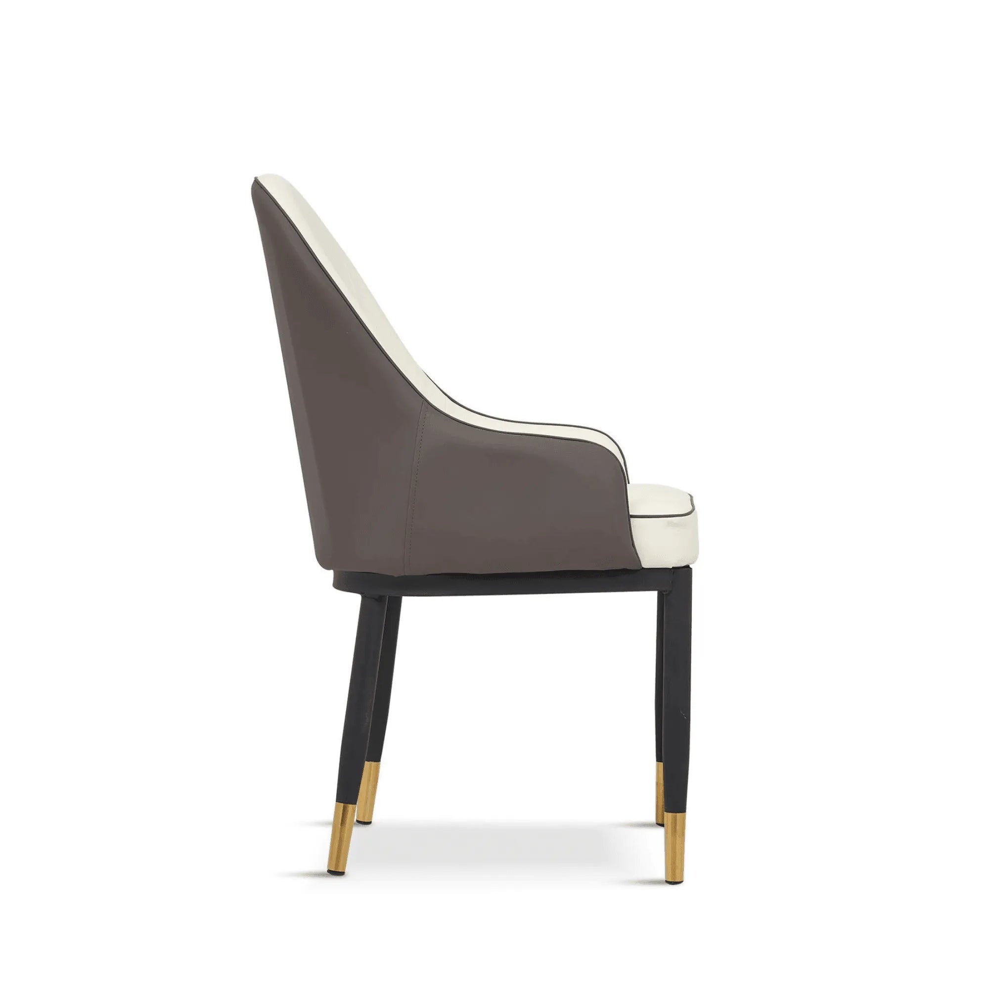 Wooden Twist Villoso Modern Dining Chair with PU Leather, Iron Black Legs & Gold Corner Elegant Contemporary Seating for Home and Kitchen Decor - Wooden Twist UAE