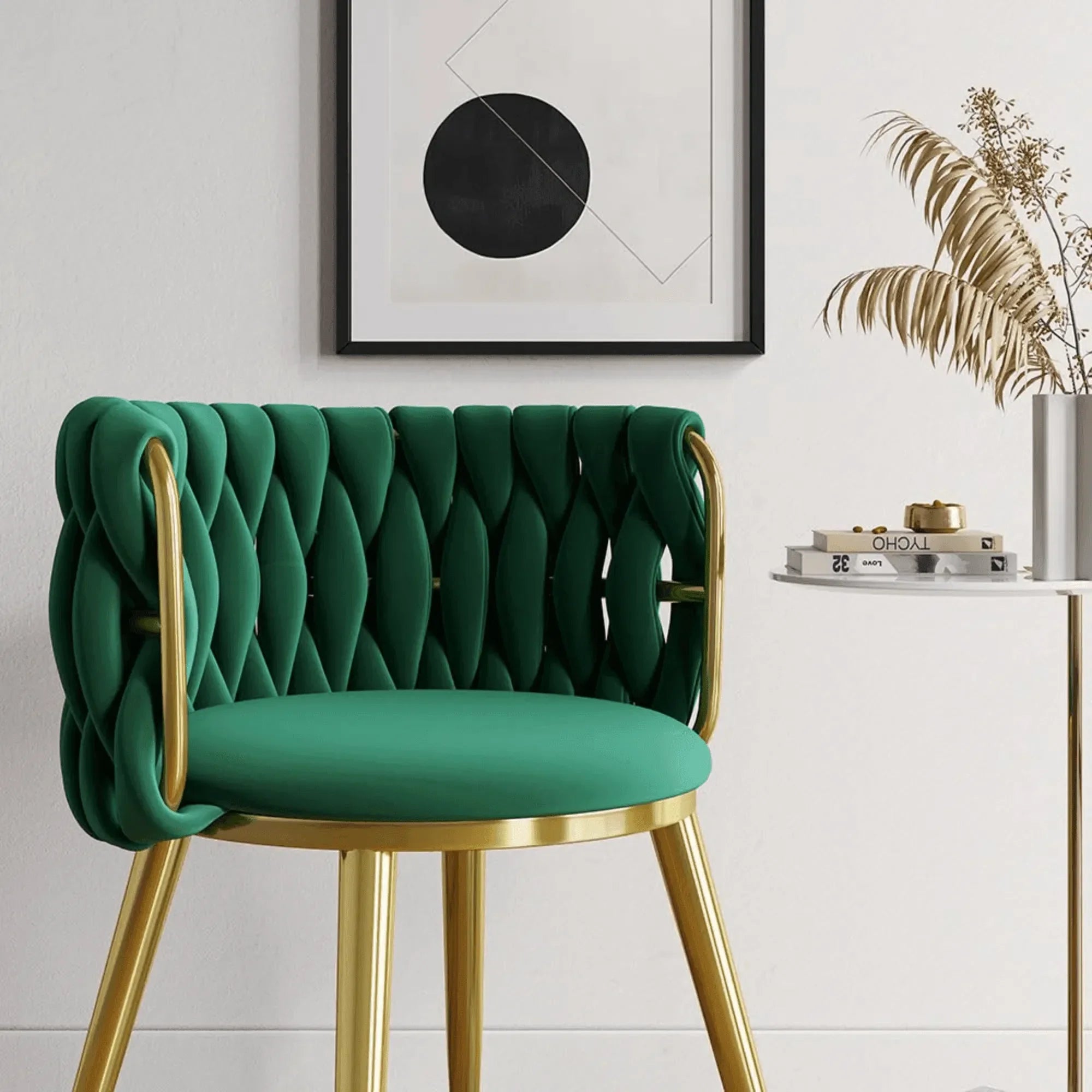 Wooden Twist Endorse Soft Velvet Upholstery Makeup Lounge Chair with Metal Legs Modern Dining Chair for Home and Office - Wooden Twist UAE