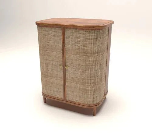 Wooden Twist Hunky Curve Rattan Rosewood Door Cabinet Storage Rustic Storage Organizer for Home Décor - Wooden Twist UAE