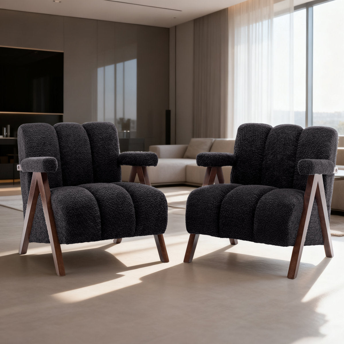 Dormon Boucle Armchair Black - Wooden Twist UAE