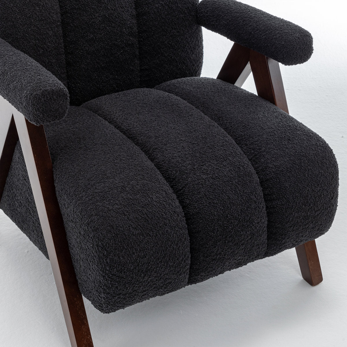 Dormon Boucle Armchair Black Side View - Wooden Twist UAE