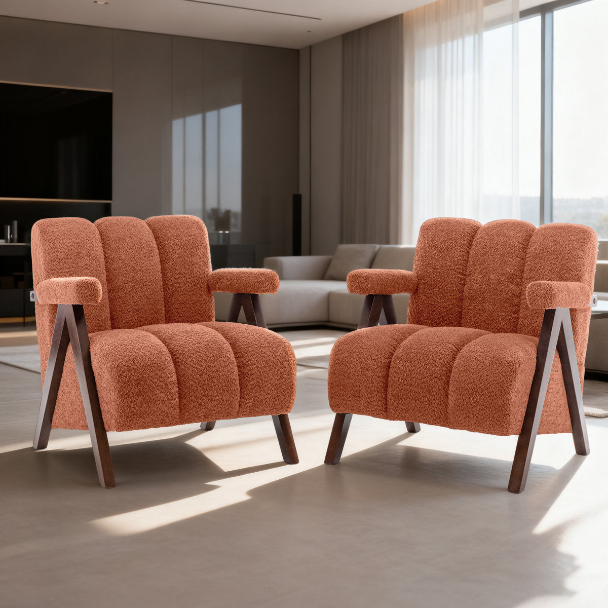Dormon Boucle Armchair Orange - Wooden Twist UAE