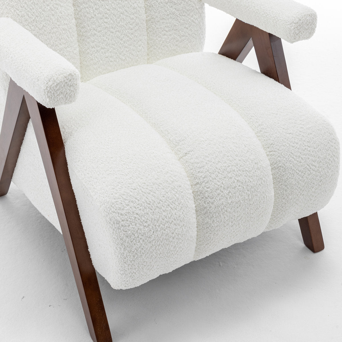 Dormon Boucle Armchair Ivory Side View - Wooden Twist UAE