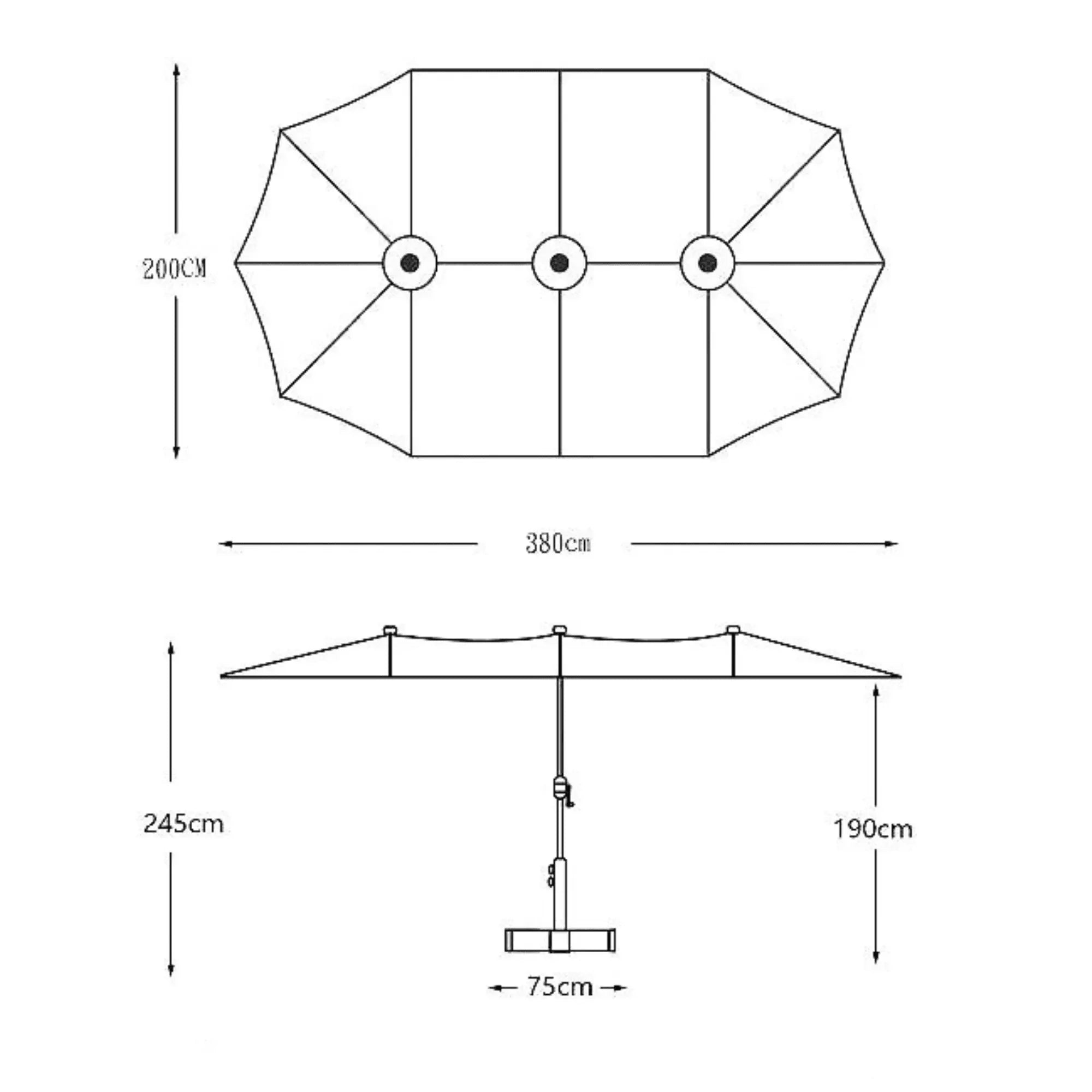 Wooden Twist Dodecagon Extra-Large Double Sided Outdoor Twin Umbrella With Crank Lift System UV Protected, Water Resistant Polyester Fabric 15 ft - Wooden Twist UAE
