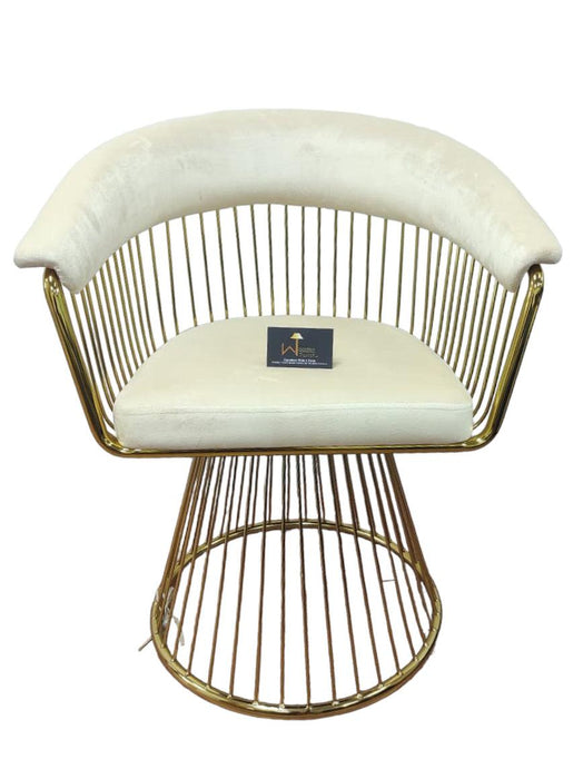 Wooden Twist Swivel Rotating Arm Chair - Velvet Fabric with Golden Metallic Accent - Wooden Twist UAE