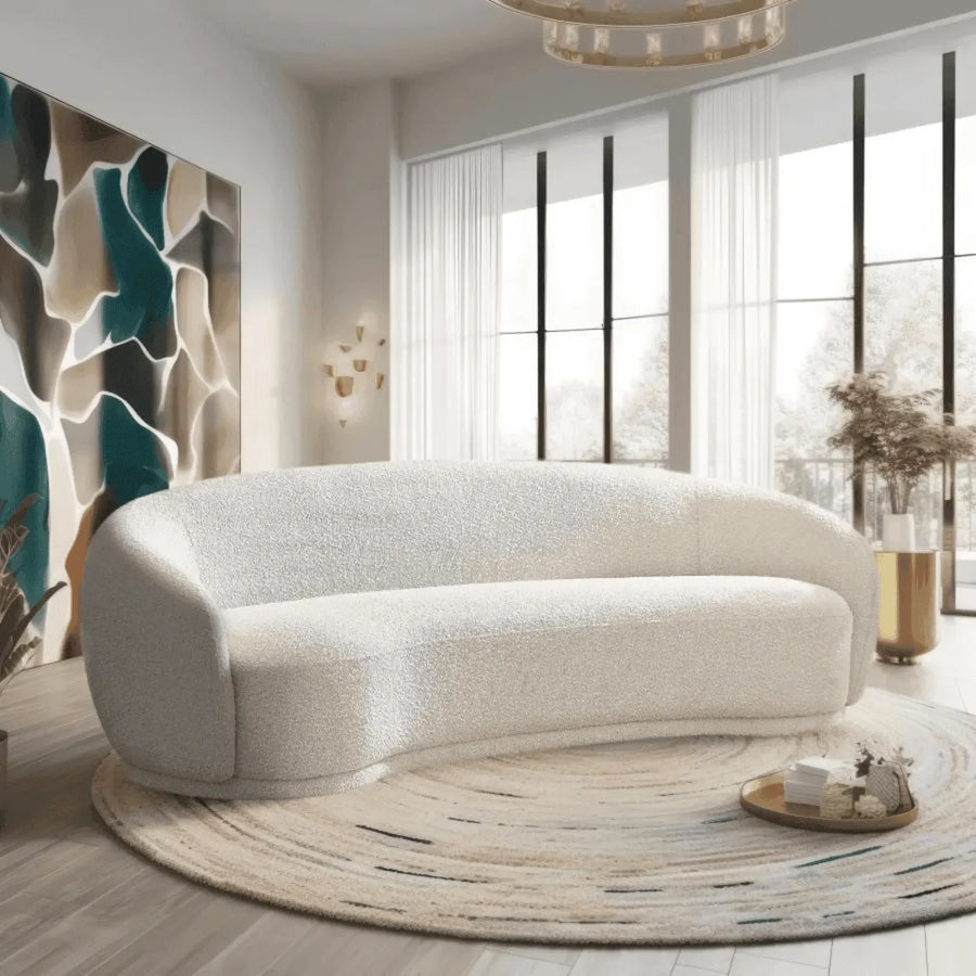 Rounded Boucle Sofas For A Cozy Living Room