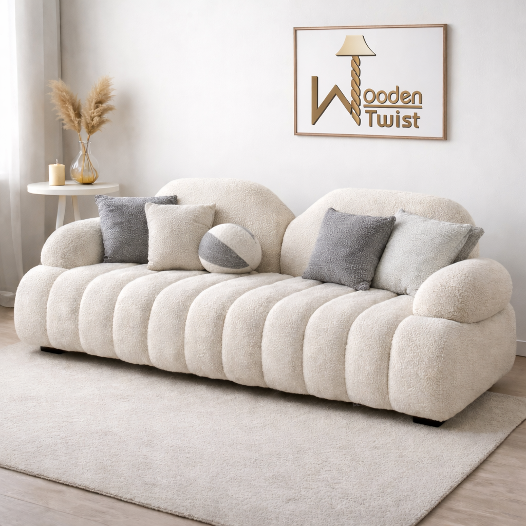 ELARA Ribbed Boucle 3-Seater Sofa