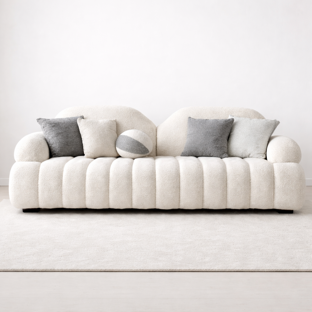 ELARA Ribbed Boucle 3-Seater Sofa