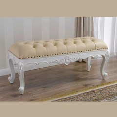 Elegant Crystal Button Tufted Bench