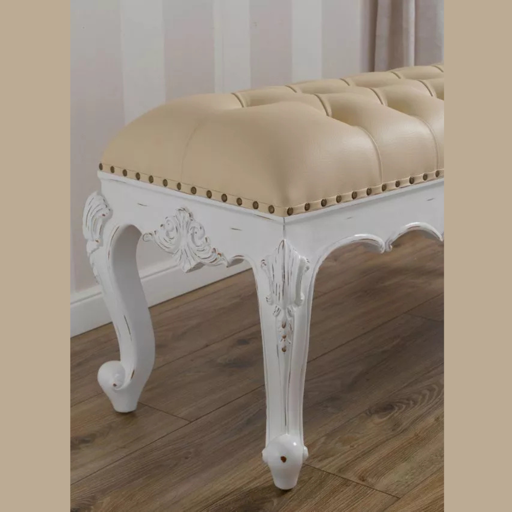 Elegant Crystal Button Tufted Bench