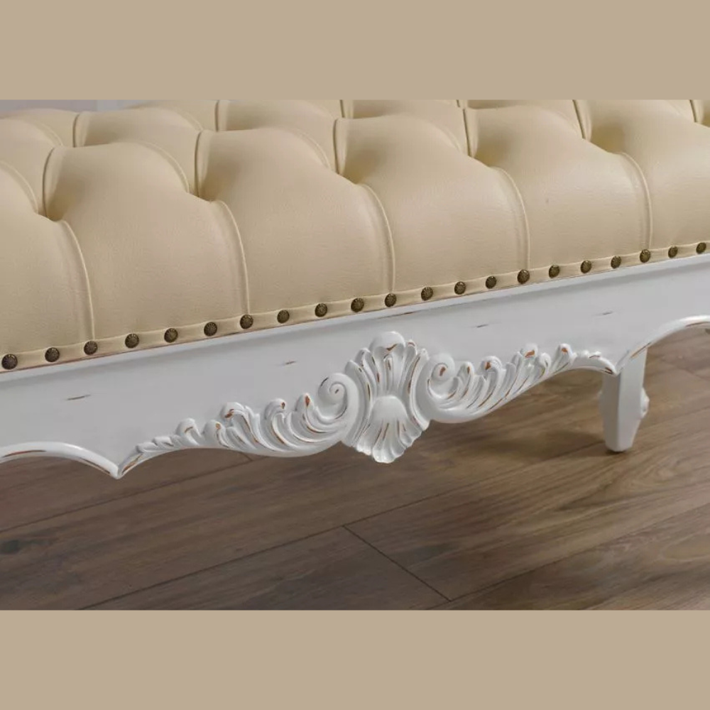 Elegant Crystal Button Tufted Bench