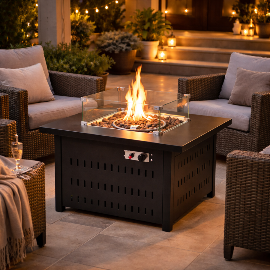 Sleek Black Body, Glass-Top Table