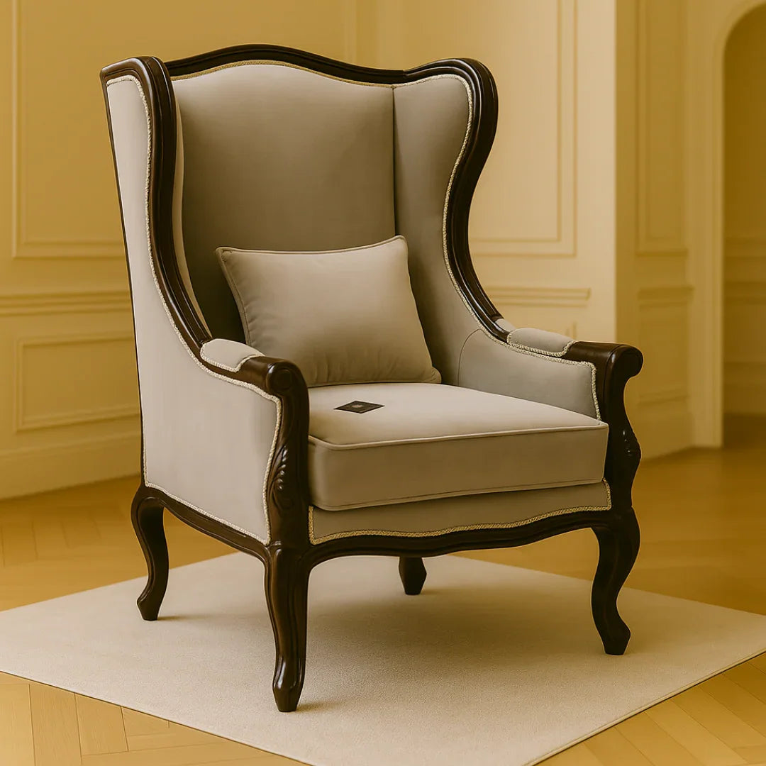 Classic Wing Chair Comfort in Matt Grey