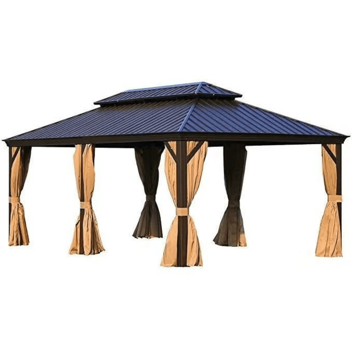 Wooden Twist Extend Waxed Garden Gazebo with Waterproof Curtain and Mosquito Net ( Grey ) - Wooden Twist UAE