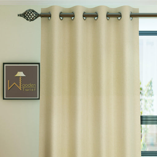 Fabrahome Light Filtering 4.5 Ft Jute Fabric Window Curtain ( Beige ) - Wooden Twist UAE