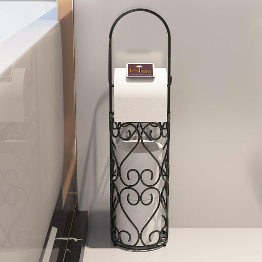Wrought Iron Designer Hierro Kitchen Toilet Tissue Roll Dispenser Napkin Holder - Wooden Twist UAE