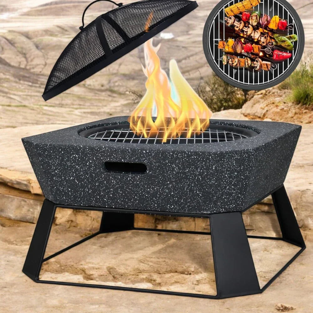 MGO Firepit with BBQ Grill