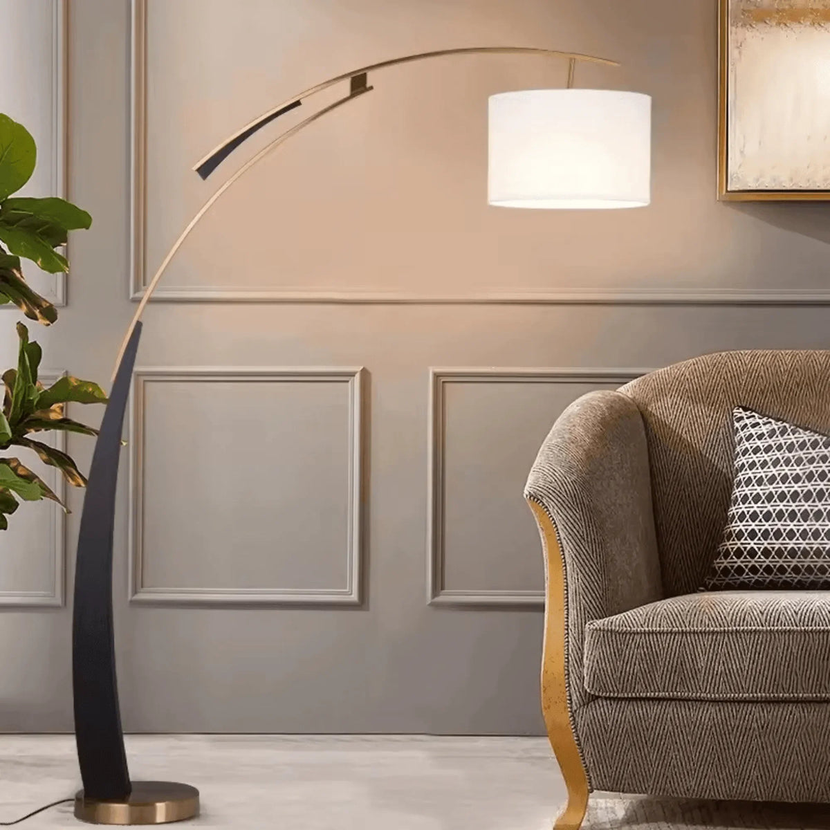 Tall Arc Style Lighting with Electroplated Metal Finish