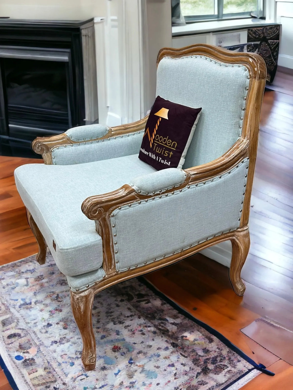 The Bransford Arm Chair in Light Blue