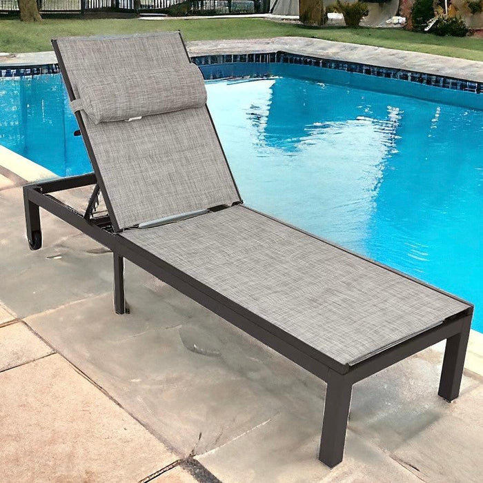 Wooden Twist Leisure Aluminum Adjustable Sunbed Elegant Poolside Lounger for Relaxation - Wooden Twist UAE