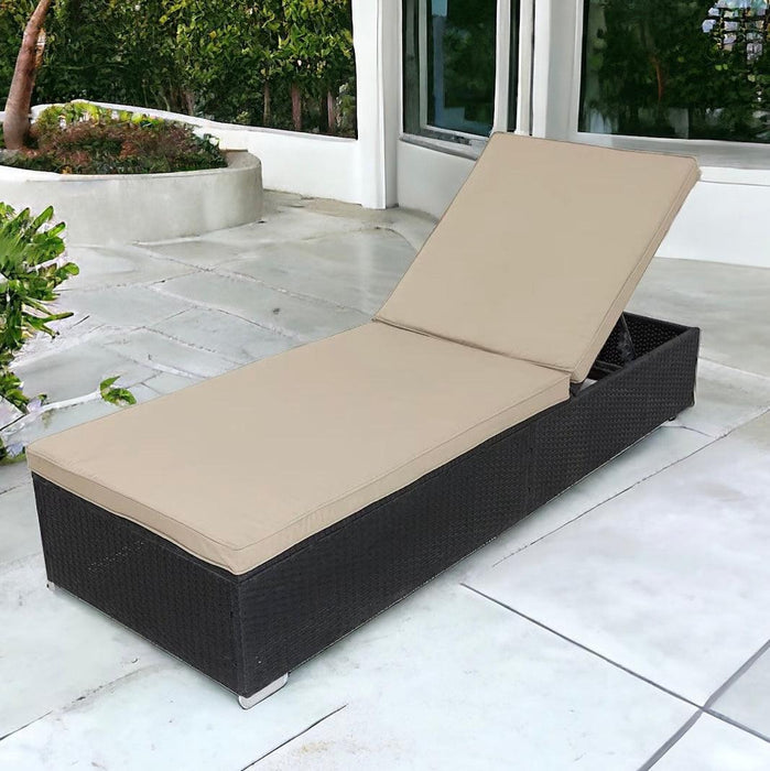 Wooden Twist Rattan Sun Lounger with Heat Resistance Cushion for Garden and Pool Outdoor Relaxation Furniture - Wooden Twist UAE