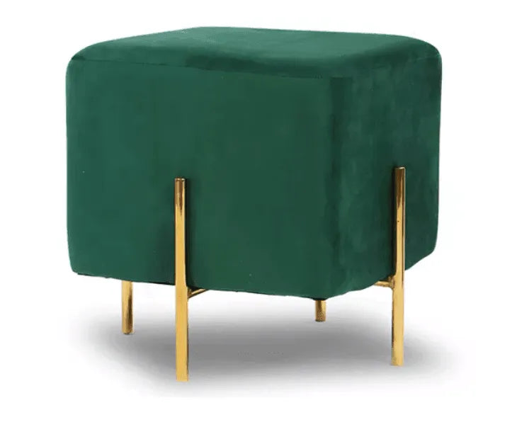 Luxury Velvet Square Foot Stool Ottoman Pouf - Plush and Stylish Home Decor Accent - Wooden Twist UAE