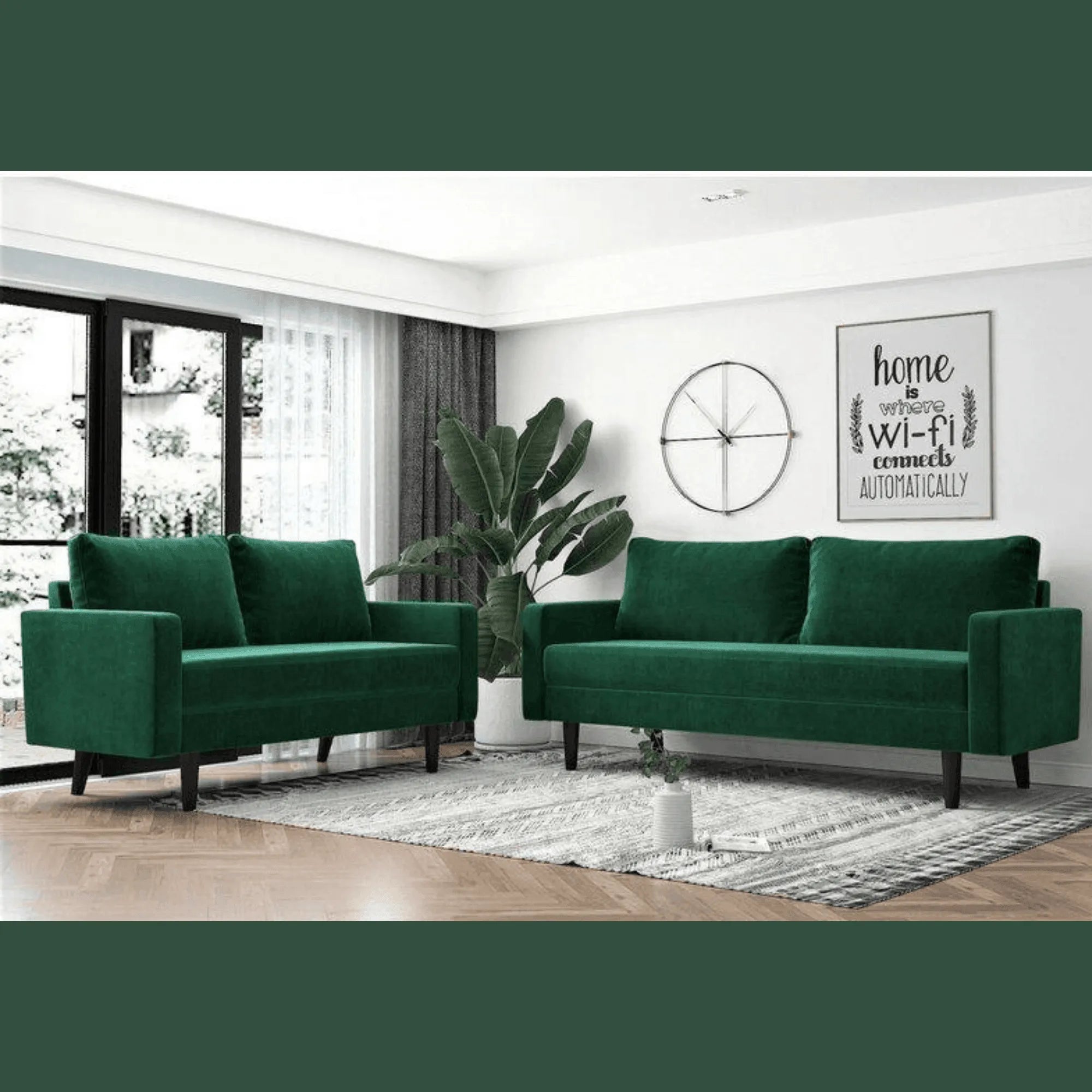 Wooden Twist Allay Designer Handmade Velvet Fabric Solid Wood Soft & Comfortable Sofa Set - Wooden Twist UAE