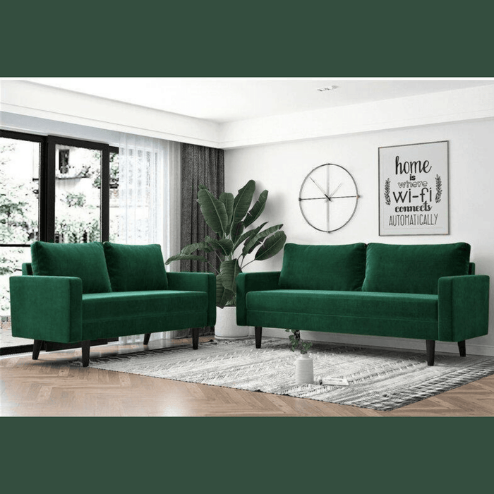Wooden Twist Allay Designer Handmade Velvet Fabric Solid Wood Soft & Comfortable Sofa Set - Wooden Twist UAE