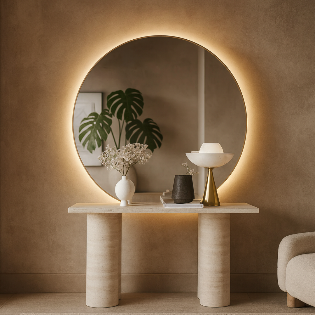 Half Moon LED Backlit Wall Mirror