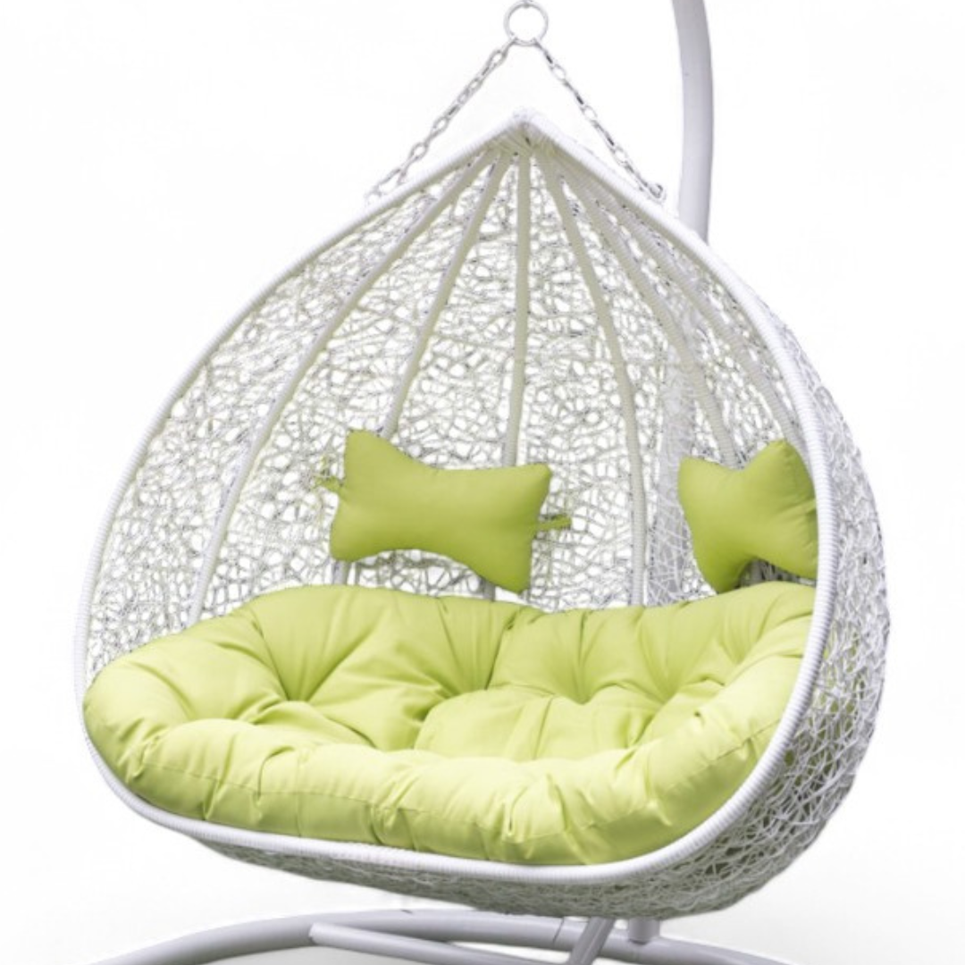 Wooden Twist Hanging Egg Swing Chair with Stand Egg Chair Wicker Indoo Wooden Twist UAE