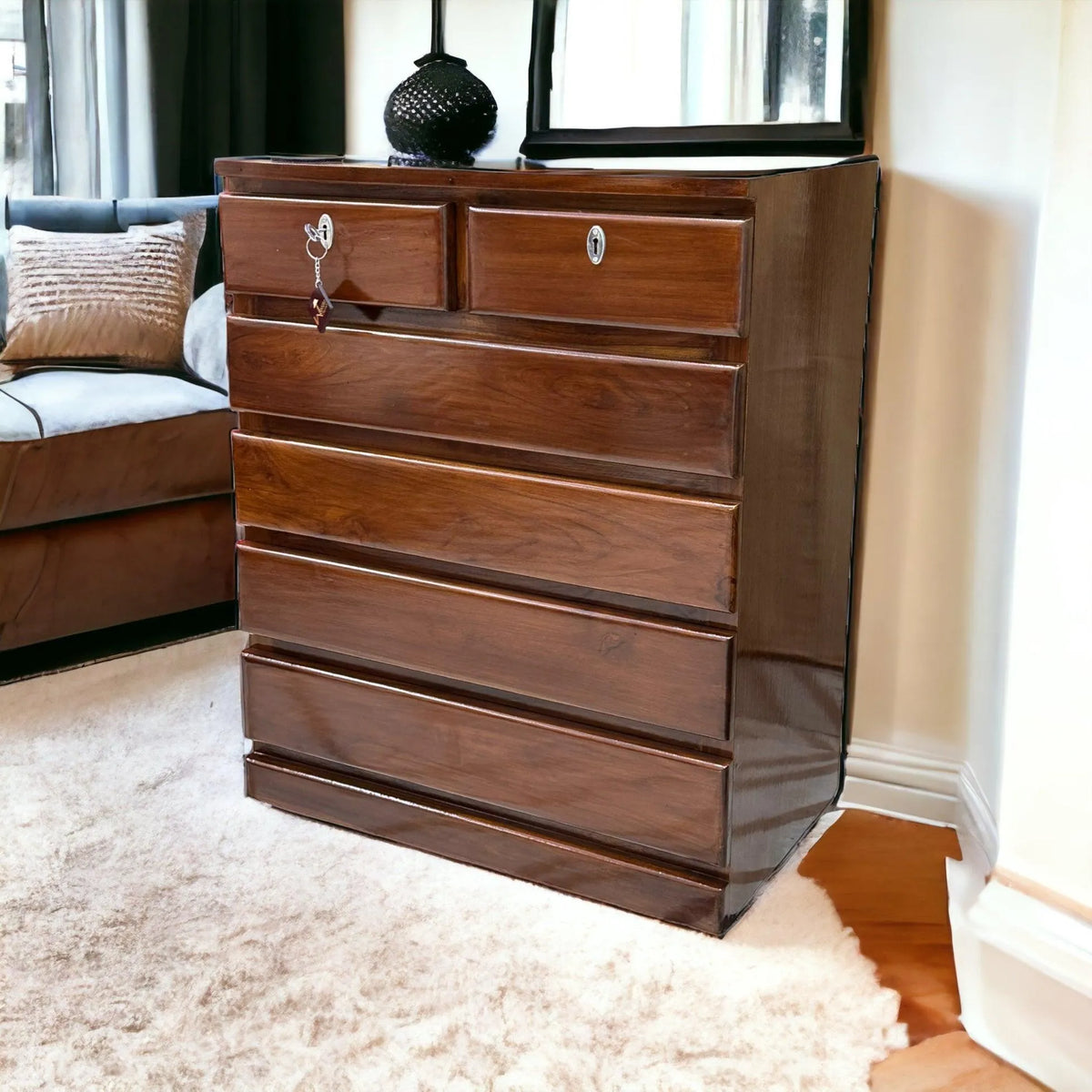 Wooden Handmade Chest of Drawers Storage Cabinet (6 Drawers) - Wooden Twist UAE