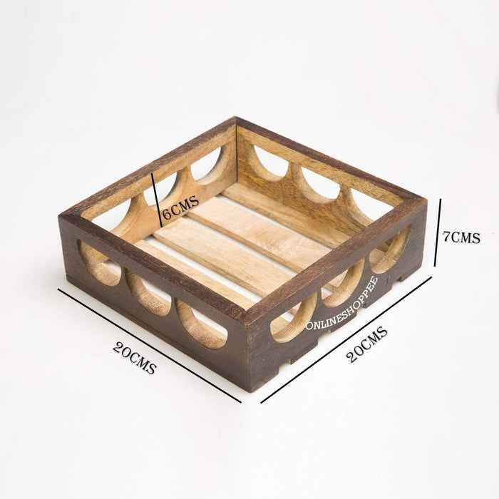 Fancy Design Solid Wood Carved Tray - Wooden Twist UAE